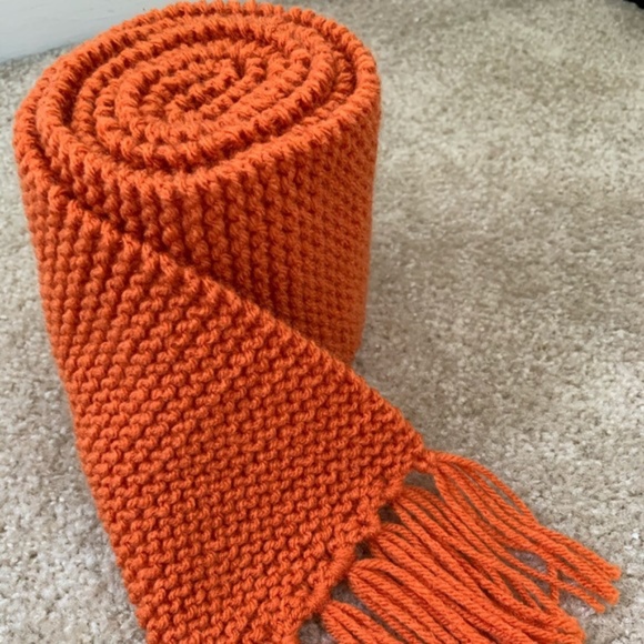 Handmade Accessories - Handmade Pumpkin Orange Knit Scarf